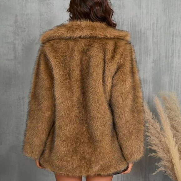 Abercrombie & Fitch Women's Shawl Collar Faux Fur Coat - Picture 2 of 4